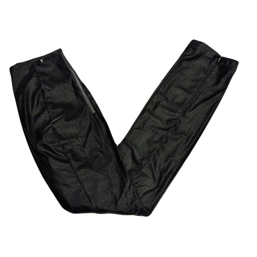 Good American Womens Size 2 Black Faux Leather The Croc Exec High Waist Pant EUC - Picture 5 of 10